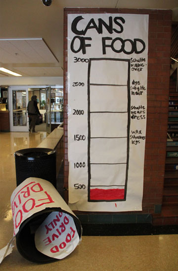 Students were encouraged to donate to the food drive through this poster.