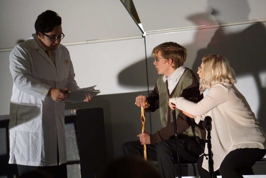 Students Andrew Pegoretti, Brian McDonald, and Isabella Giordano perform at the Highland Play Productions Cabaret.