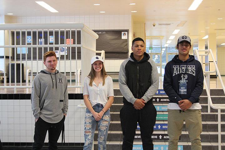 (From left to right) Brady Reed, Sydney Hathaway, Tevita Noa, and Izzy Vaifoou stand after signing their letters of intent.