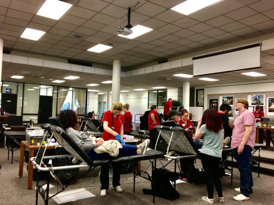 Highland students and members of the community donate blood at Highlands annual fall blood drive. 