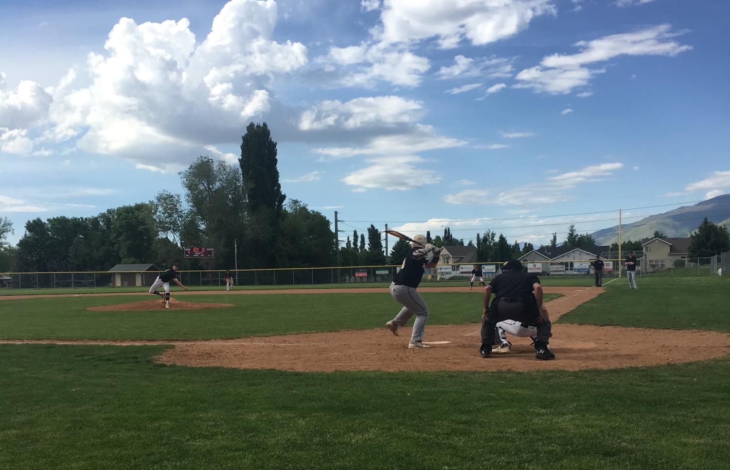 Junior Max Moore up to bat for the Highland Rams during their game against the Viewmont Vikings on Tuesday, May 15.