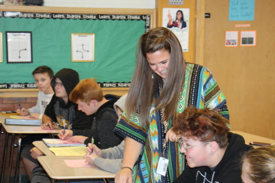 Ms. Bonkoski teaching in her classroom here at HIghland.