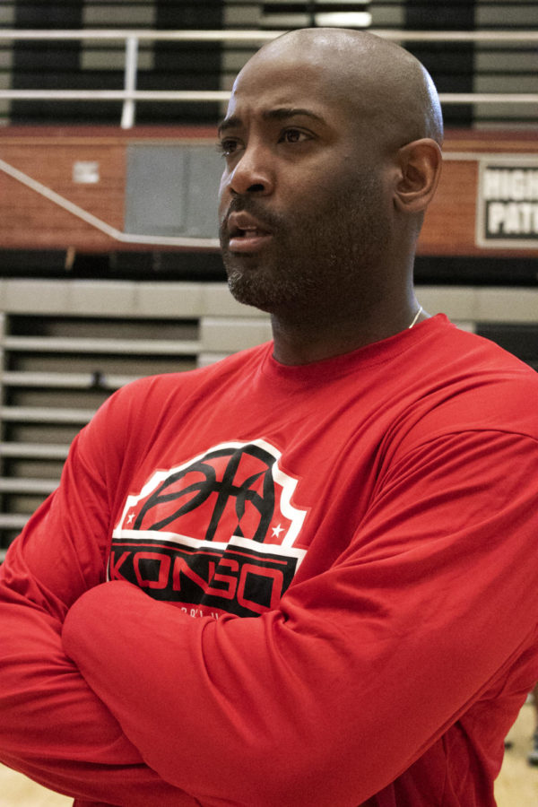 Coach Fraizer at Highland's basketball practice.