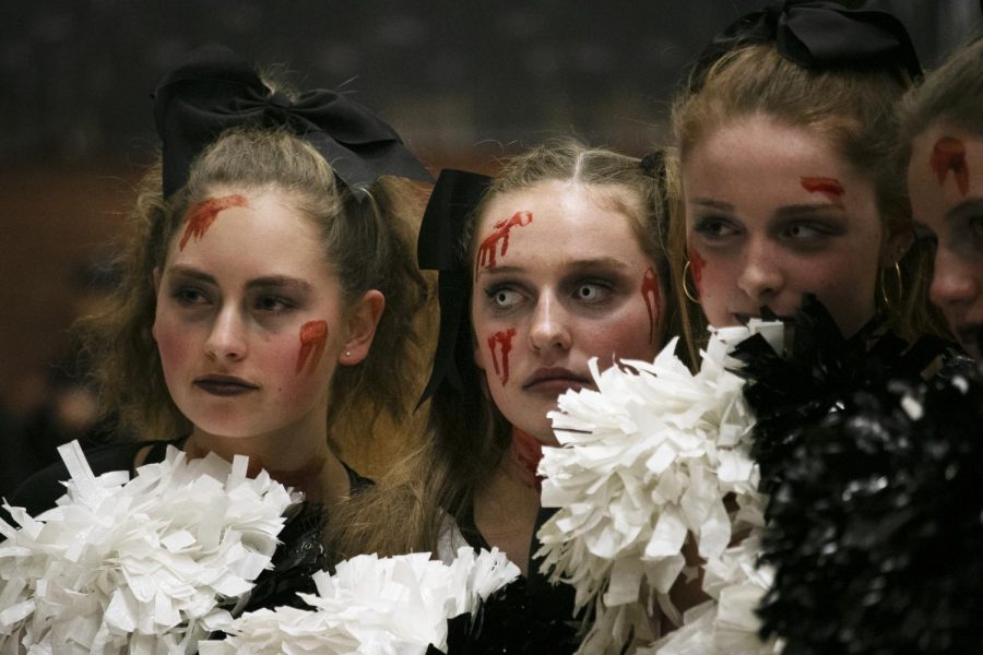 Pep Club Members (left to right) Cali Brandt, Grace Conde, Anna Smith, Libbie Smith