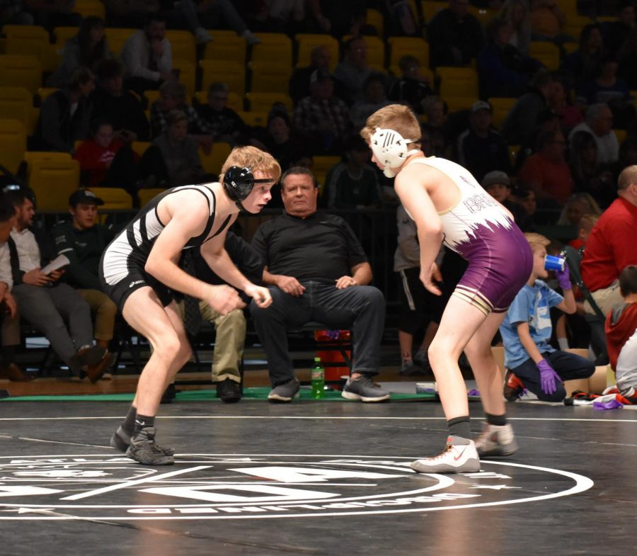 Colin Sierer (left) faces Tristan Smith (right) at the All-Star wrestling match.