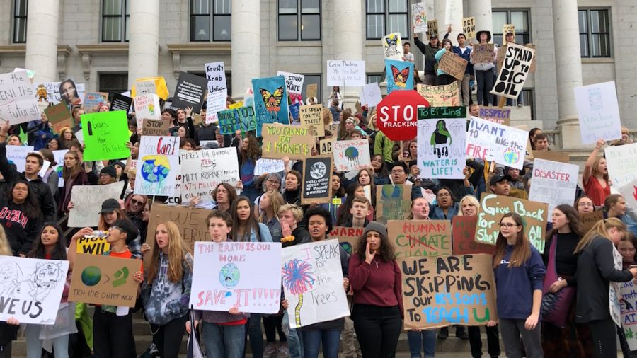 Students protest at the Utah State Capitol