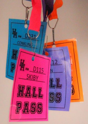 Color-coded hall passes are the new norm at Highland...for teachers who have not had them stolen.