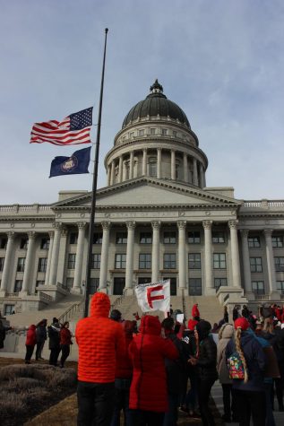 Teachers protest legislation at the state Capitol.