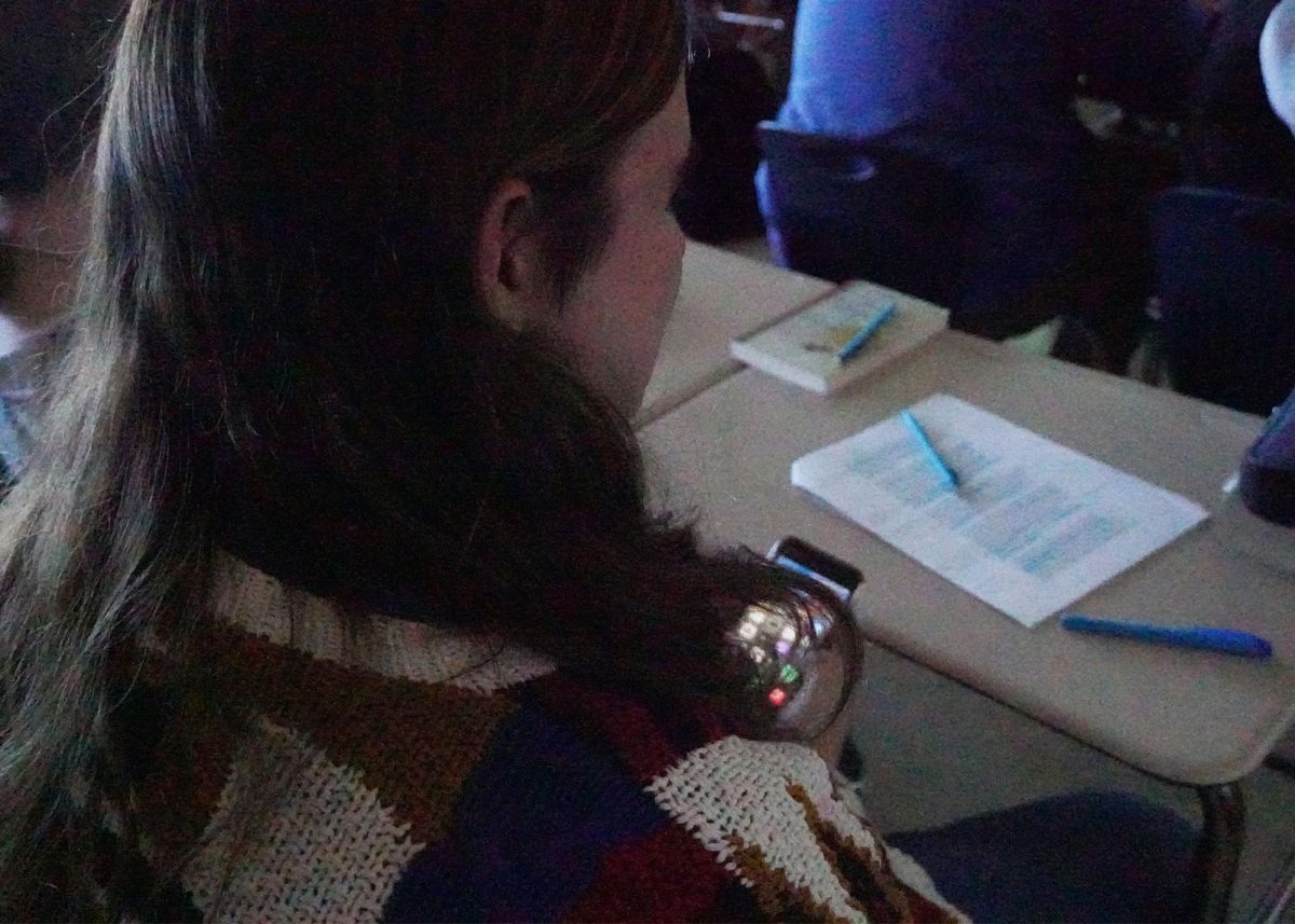 Student on phone during class.