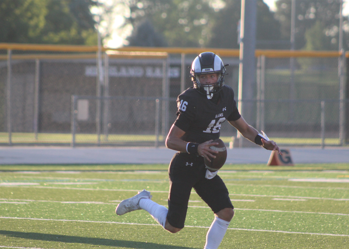 Highland football player Will Bauman during the game on August 30.