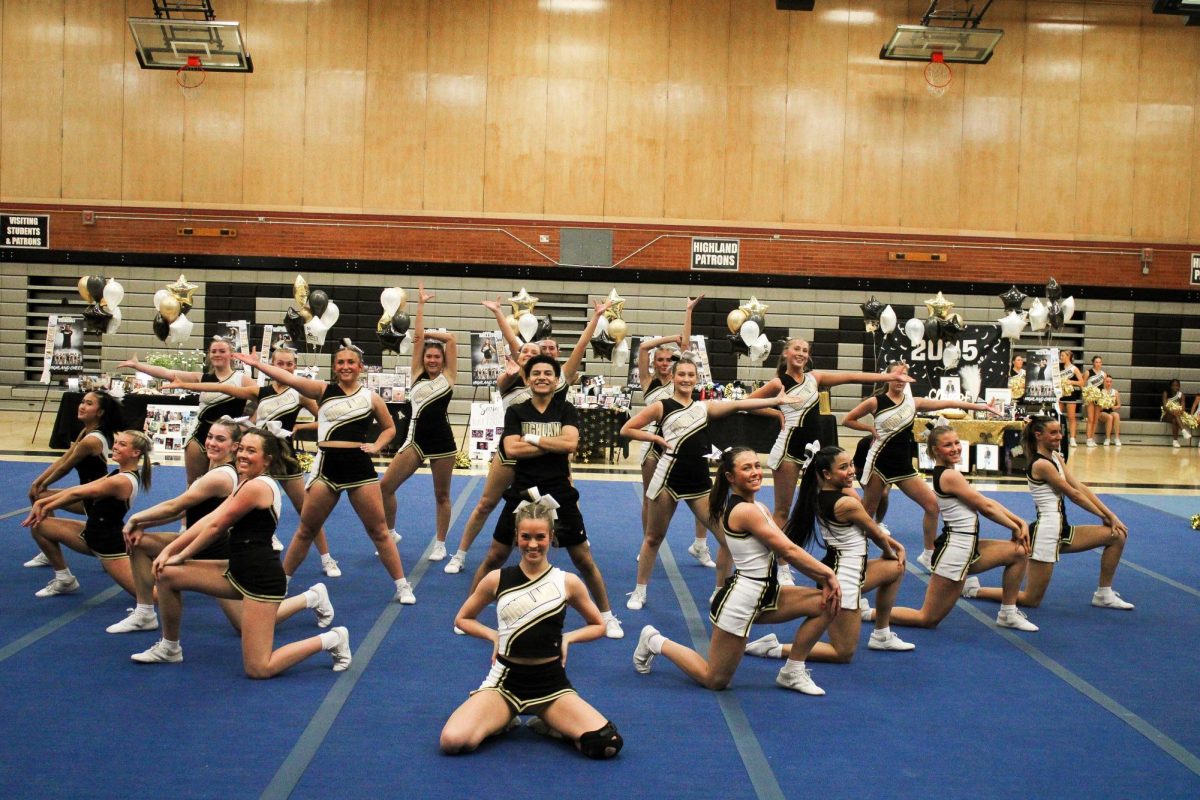 Varsity cheer performing at their cheer showcase.