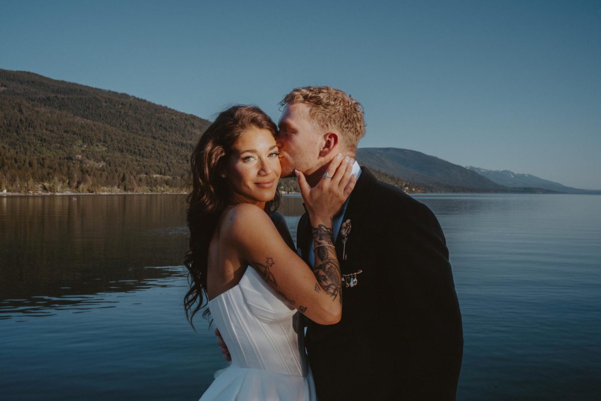 Garside and Clark at their wedding in Montana.